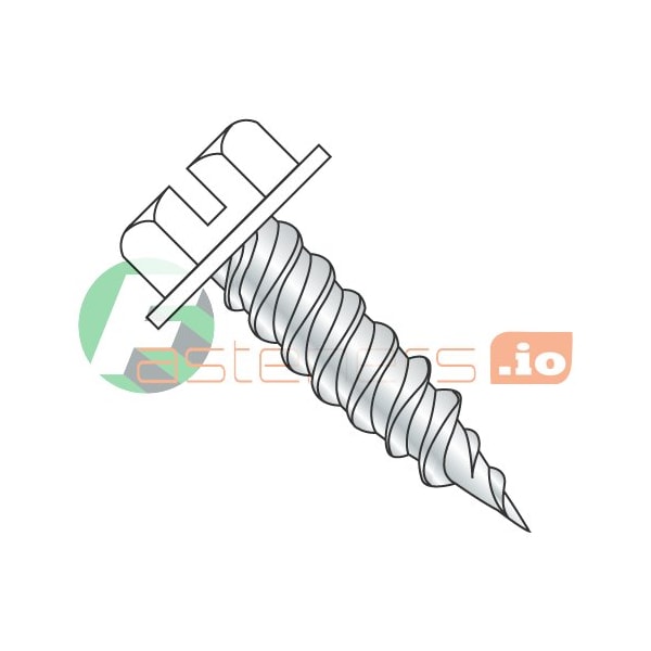 Newport Fasteners Sheet Metal Screw, #8 x 3/4 in, Zinc Plated Steel Hex Head Slotted Drive, 6000 PK 298471 - main